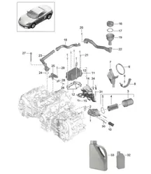 Lubrification moteur / Filtre à huile / Entrée d'huile / échangeur thermique 718 (982) Boxster 2017>>