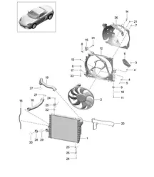 Refrigeración por agua / Radiador / Ventilador / Frontal 718 (982) Boxster 2017>>