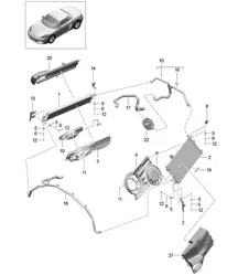 Coolant cooling system / Radiator fan / Rear end 718 (982) Boxster 2017>>