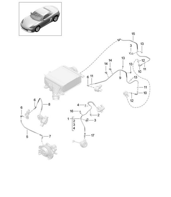 Línea de control / Presión de sobrealimentación / Bomba de refrigerante / Válvula de derivación 718 (982) Boxster 2017>>