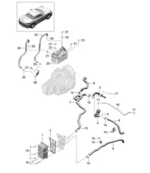 - PDK - Gearbox / heat exchanger / oil pipe / Water pipe (Model: CG210, CG240, CG270) 718 (982) Boxster 2017>>