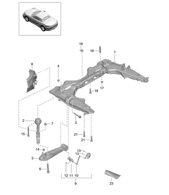Diagram 401-000 Porsche Boxster 986/987/981 (1997-2016) Front Axle, Steering 