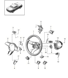 Steering wheel / Individual parts (PR:858,XLL) 718 (982) Boxster 2017>> Steering wheel / Individual parts (PR:858,XLL) 718 (982) Boxster 2017>>