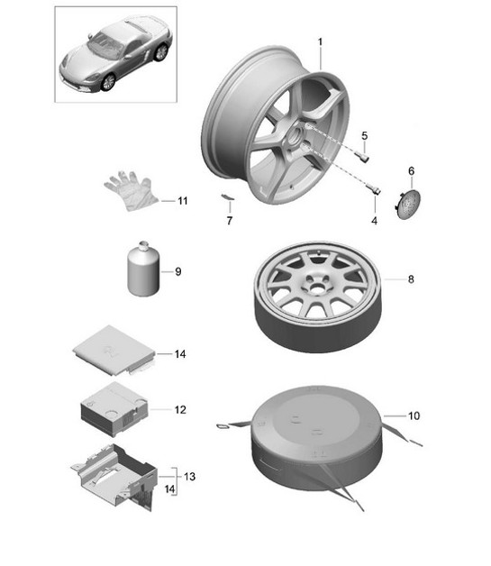 Diagram 601-000 Porsche Cayman 718C (982C) 2017>> Wheels, Brakes