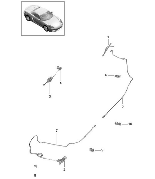 Diagram 702-008 Porsche Cayenne Turbo 4.5L 2003>> Hand Lever System, Pedal Cluster 