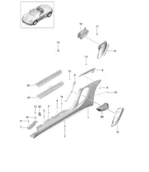 Längsträgerverkleidung und Belüftung / Motorraum 718 (982) Boxster 2017>>