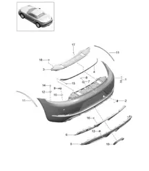 Rear bumper GTS and Sport Design package 718 (982) Boxster 2017>>