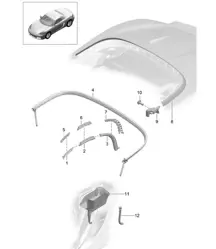 Convertible top / Seal / Water drip pan 718 (982) Boxster 2017>>