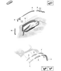 Convertible top / Seal / Water collecting tray 718 (982) Boxster 2017>>