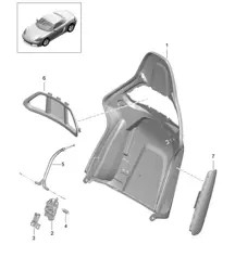Rückenlehnenschale / Schalensitz / Klappbar / Zubehör (PR:388,389) 718 (982) Boxster 2017>>