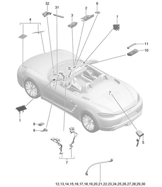 Diagram 911-002 Porsche Cayman 2.7L 987C 2006-08 Electrical equipment