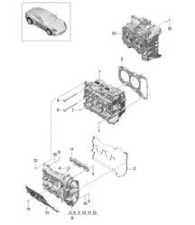 Cylinder head with: Valves / Cylinder head gasket / Cylinder head cover 718C (982C) Cayman 2017>>