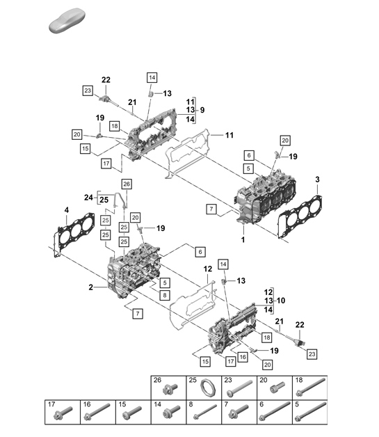 Diagram 103-001 Porsche 992 GT3 CUP 4.0L 引擎