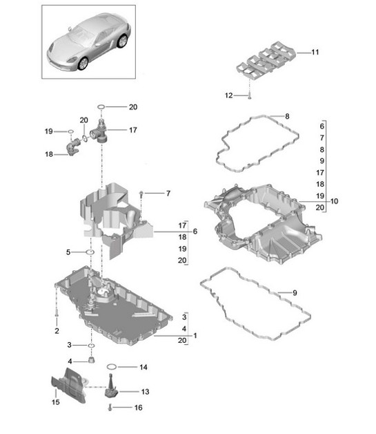 Diagram 104-002 Porsche Cayenne Coupe E-Hybrid V6 3.0L 340Hp 