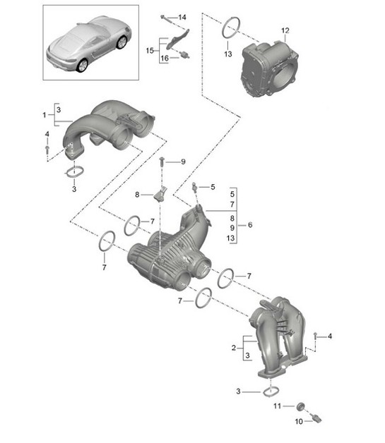 Diagram 107-010 Porsche Boxster 986/987/981 (1997-2016) Engine