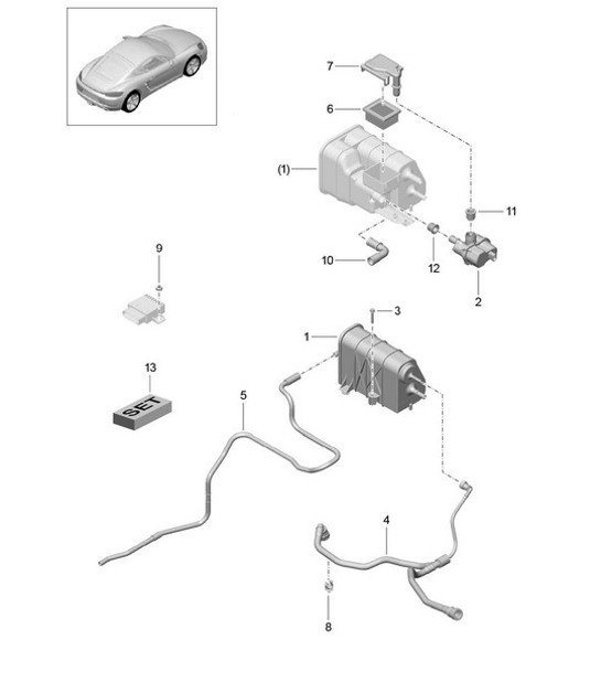 Diagram 201-020 Porsche Macan (95B) MK1 (2014-2018) Fuel System, Exhaust System