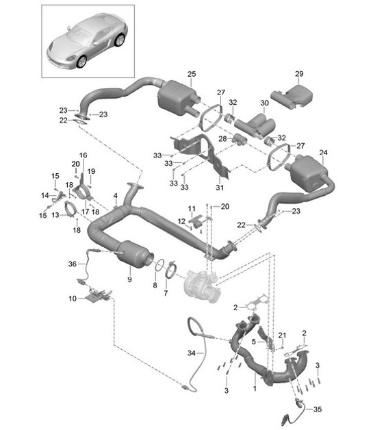 Diagram 202-000 Porsche Cayenne 92A (958) 2010-2017 Fuel System, Exhaust System