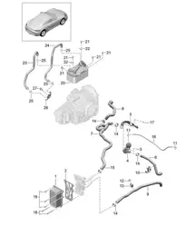 - PDK - Gearbox / heat exchanger / oil pipe /  Water pipe (model: CG210, CG240, CG270) 718C (982C) Cayman 2017>>