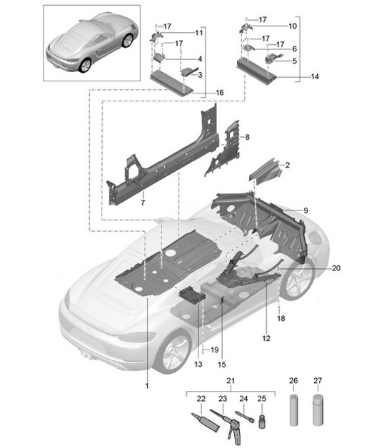 Diagram 801-020 Porsche 996 C4 3.4L 1997-08/01 Body