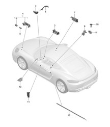 Interior lights / Door warning light / Footwell light / Luggage compartment lamp / Glove box light / Light Exterior mirror 718C (982C) Cayman 2017>> Interior lights / Door warning light / Footwell light / Luggage compartment lamp / Glove box light / Light Exterior mirror 718C (982C) Cayman 2017>>
