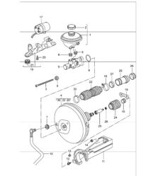 brake master cylinder, brake booster, pre-charge pump 986 Boxster 1997-04 brake master cylinder, brake booster, pre-charge pump 986 Boxster 1997-04