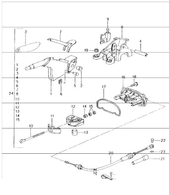 Diagram 701-05 Porsche 991 涡轮增压 3.8L (520bhp) 手柄系统、踏板组 