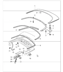 convertible top compartm., lid, gaskets 986 Boxster 1997-04