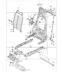 backrest frame, seat frame, standard seat, comfort seat 986 Boxster 1997-04