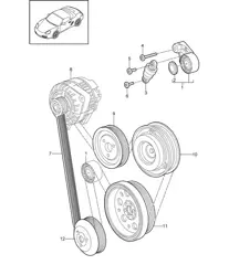 Tendicinghia / cinghia trapezoidale (modello: A120,A121) 987.2 Boxster / Boxster S 2009-12