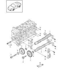 Camshaft / Hydraulic tappet / Camshaft adjuster unit (Model: A120,A121) 987.2 Boxster / Boxster S 2009-12