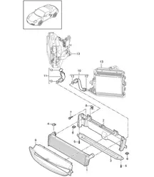 Radiatore centrale (Modello: A121,A120+ PR:250,183, 480) 987.2 Boxster / Boxster S 2009-12