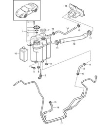 Sistema di raffreddamento del liquido di raffreddamento (Modello: A120,A121) 987.2 Boxster / Boxster S 2009-12 Sistema di raffreddamento del liquido di raffreddamento (Modello: A120,A121) 987.2 Boxster / Boxster S 2009-12