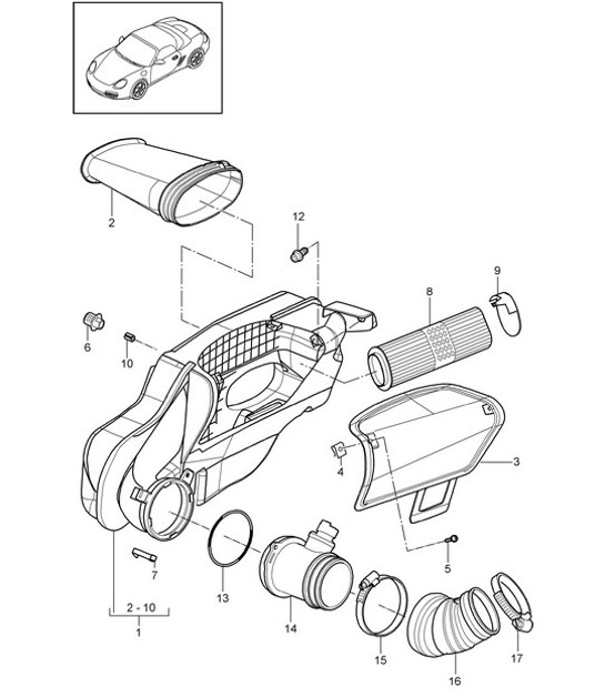 Diagram 106-000 Porsche Cayman S 3.4L 987C 2005-08 Engine