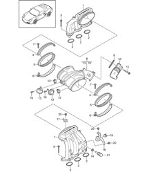 Distributore aria aspirata/Adattatore valvola a farfalla (Modello: A120,A121) 987.2 Boxster / Boxster S 2009-12