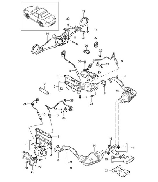 Diagram 202-000 Porsche 992（911）MK1 2019-2024 燃油系统、排气系统