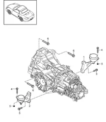 Boîte de vitesses manuelle / Suspension de transmission / Joint fileté / Moteur (Modèle : A120,A121+ PR:480) 987.2 Boxster / Boxster S 2009-12