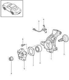 Wheel carrier / Wheel hub 987.2 Boxster / Boxster S 2009-12 Wheel carrier / Wheel hub 987.2 Boxster / Boxster S 2009-12