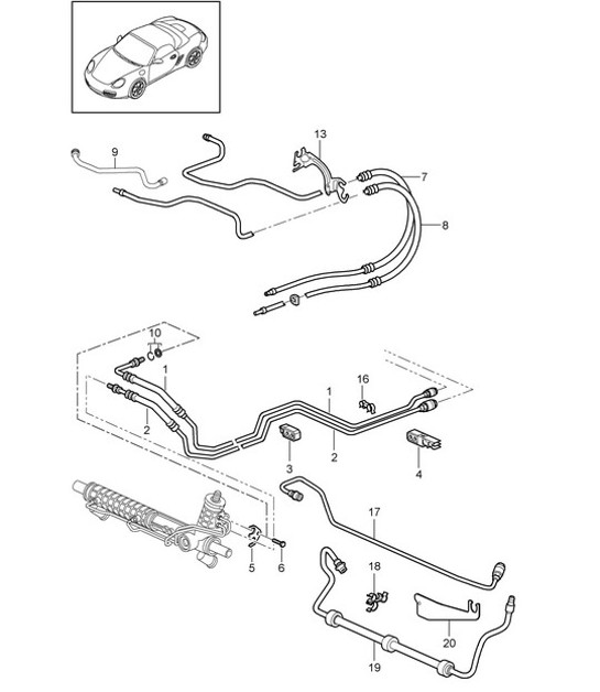 Diagram 403-001 Porsche 997 GT2 2007>> Front Axle, Steering 