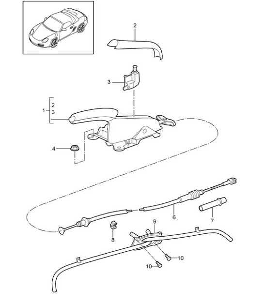 Diagram 701-005 Porsche Cayman GTS 718 2.5L Manual (365 Bhp) Hand Lever System, Pedal Cluster 