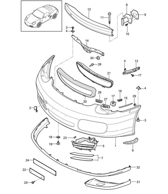 Paraurti anteriore 987.2 Boxster / Boxster S 2009-12