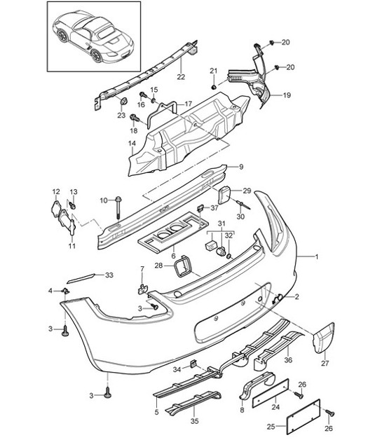 Paraurti posteriore 987.2 Boxster / Boxster S 2009-12