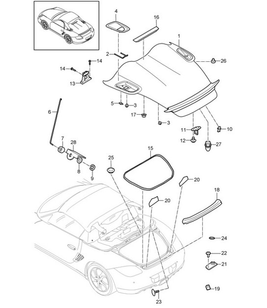 Copertura posteriore - PR:778 - 987.2 Boxster Spyder 2009-12