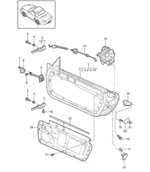 Coquille de porte / Pièces de montage / Serrure de porte 987.2 Boxster / Boxster S 2009-12