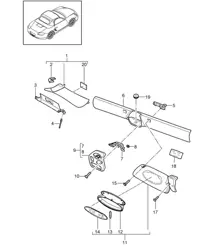 Cornice parabrezza / alette parasole 987.2 Boxster / Boxster S 2009-12