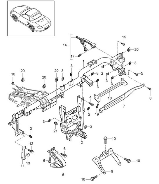 Telaio di supporto/cruscotto 987.2 Boxster/Boxster S 2009-12