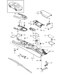 Mittelkonsole - HINTEN - 987.2 Boxster / Boxster S 2009-12