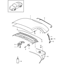 Verdeckbezug / Dachhimmel 987.2 Boxster / Boxster S 2009-12