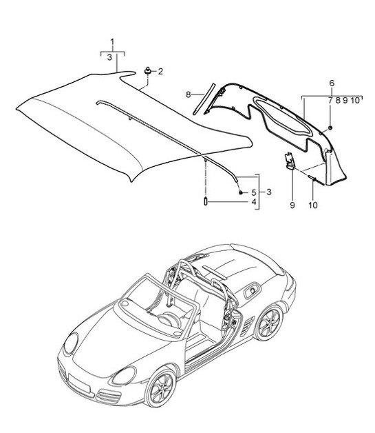 Copertura capote / Deflettore / Parti singole 987.2 Boxster Spyder (PR:778) 2010>>