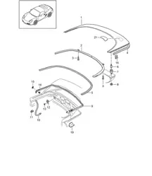 Cofre portaobjetos de capota / Tapa / Juntas 987.2 Boxster / Boxster S 2009-12