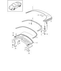 Cofre portaobjetos de capota / Tapa / Juntas 987.2 Boxster / Boxster S 2009-12